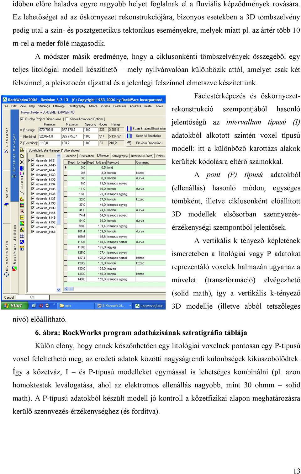 A módzer máik eredménye, hogy a cikluonkénti tömbzelvények özegéből egy telje litológiai modell kézíthető mely nyilvánvalóan különbözik attól, amelyet cak két felzínnel, a leiztocén aljzattal é a
