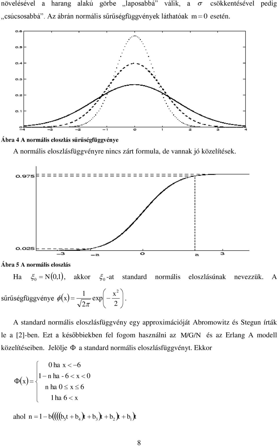 Ábra 5 A normáls eloszlás Ha 0, 0, akkor 0 sűrűségfüggvénye x 2 x exp. 2 2 -at standard normáls eloszlásúnak nevezzük.