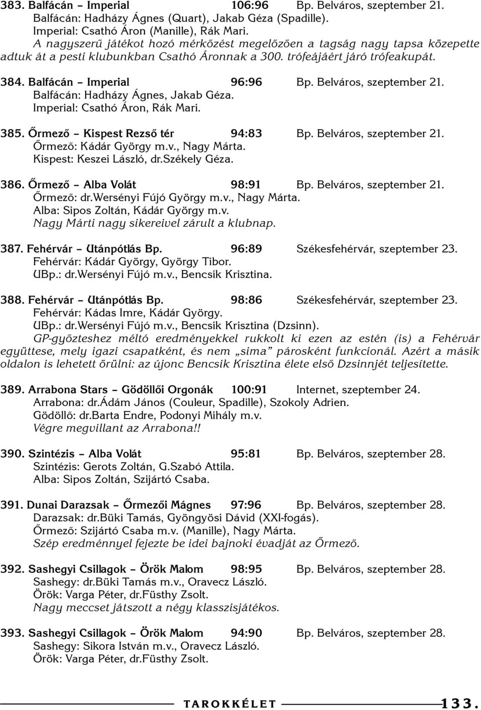 Belváros, szeptember. Balfácán: Hadházy Ágnes, Jakab Géza. Imperial: Csathó Áron, Rák Mari. 8. Õrmezõ Kispest Rezsõ tér 9:8 Bp. Belváros, szeptember. Õrmezõ: Kádár György m.v., Nagy Márta.