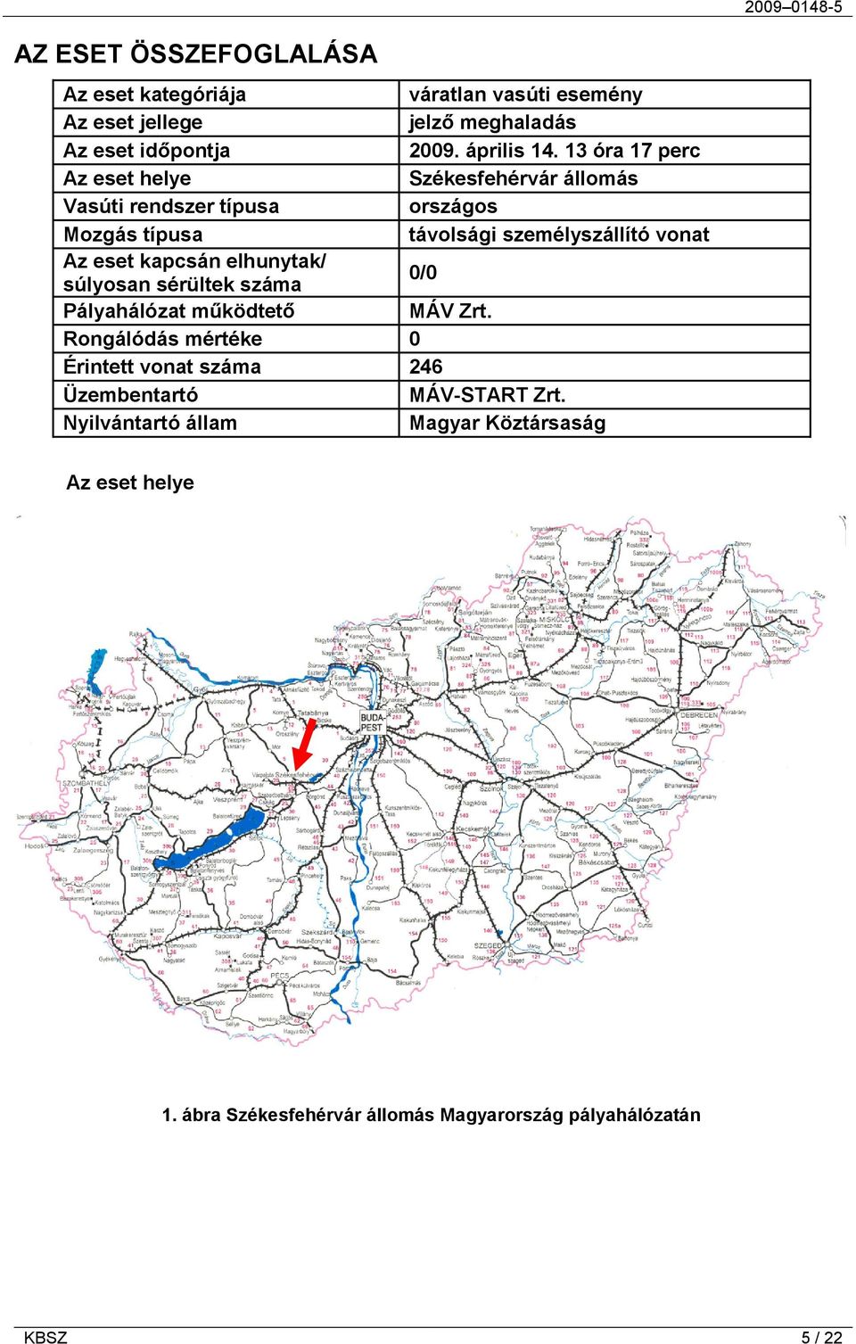 kapcsán elhunytak/ súlyosan sérültek száma 0/0 Pályahálózat működtető MÁV Zrt.