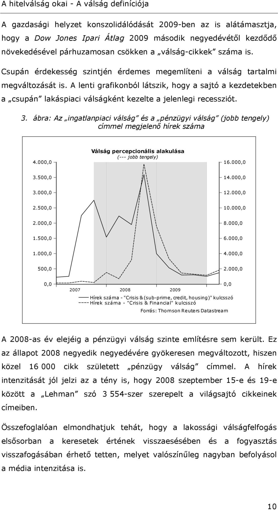 A lenti grafikonból látszik, hogy a sajtó a kezdetekben a csupán lakáspiaci válságként kezelte a jelenlegi recessziót. 3.