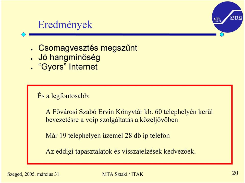 60 telephelyén kerül bevezetésre a voipszolgáltatás a közeljövőben Már 19