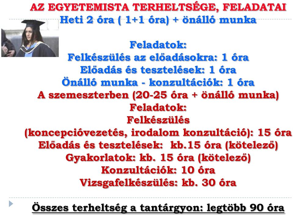 Felkészülés (koncepcióvezetés, irodalom konzultáció): 15 óra Előadás és tesztelések: kb.