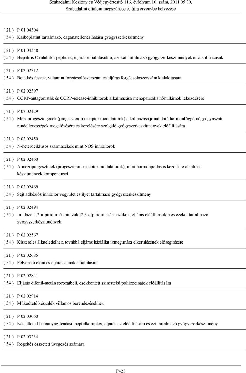 CGRP-release-inhibitorok alkalmazása menopauzális hőhullámok leküzdésére ( 21 ) P 02 02429 ( 54 ) Mezoprogesztogének (progeszteron receptor modulátorok) alkalmazása jóindulatú hormonfüggő