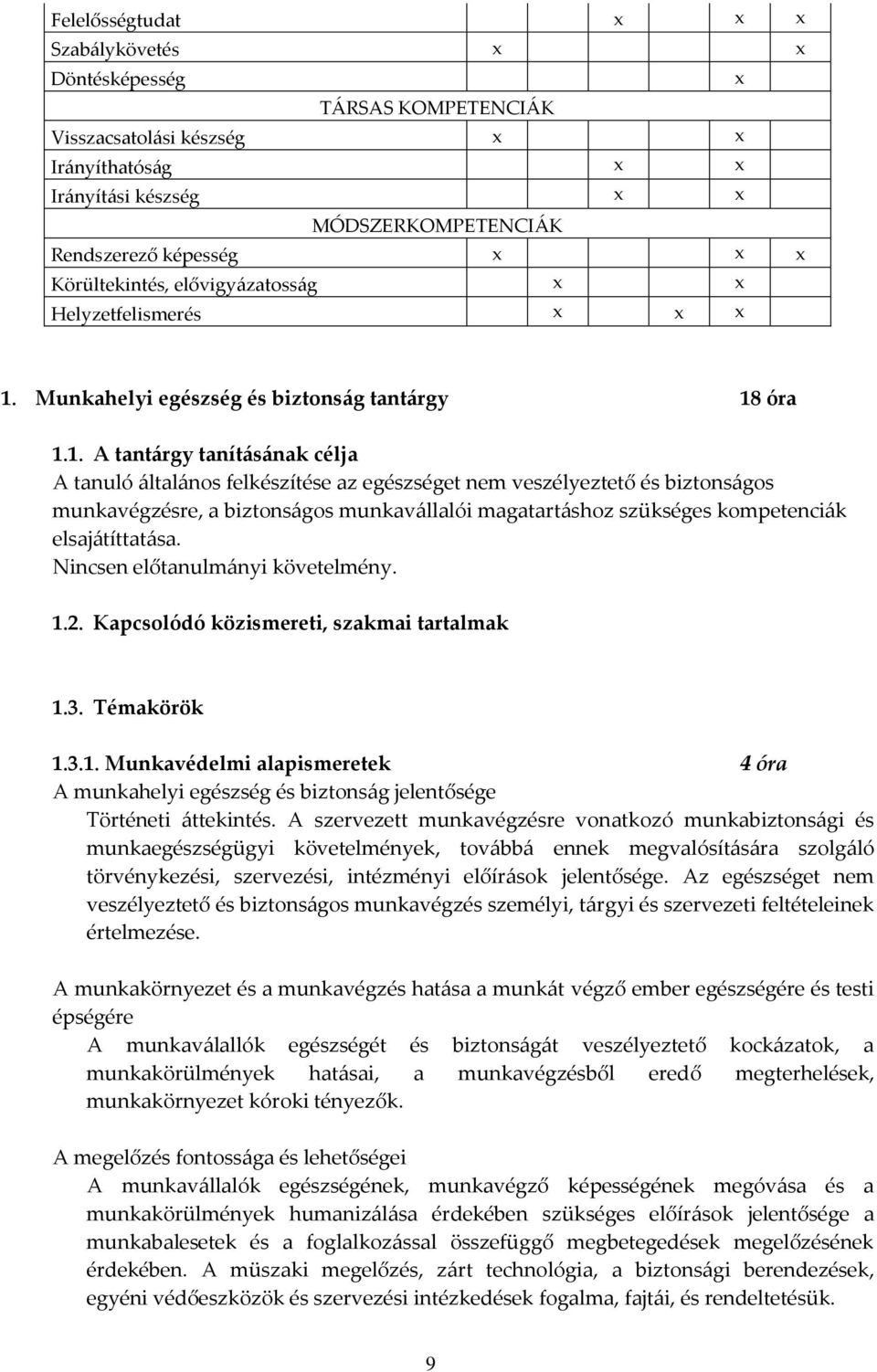 Munkahelyi egészség és biztonság tantárgy 18