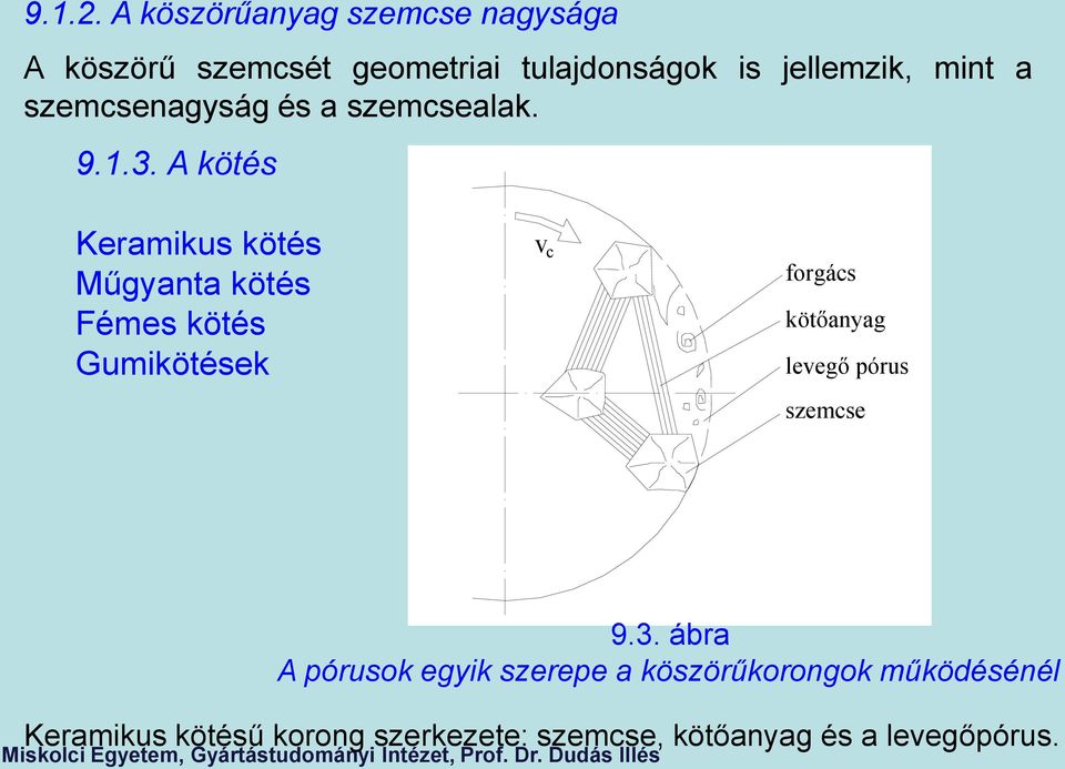 szemcsenagyság és a szemcsealak. 9.1.3.