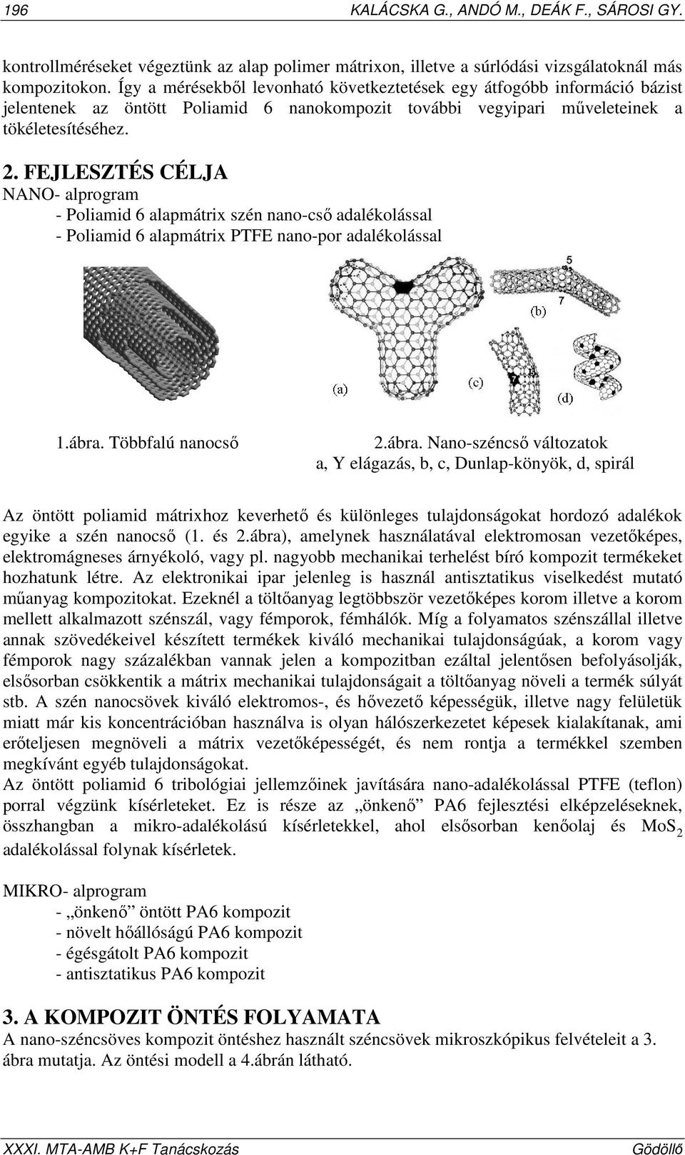 FEJLESZTÉS CÉLJA NANO- alprogram - Poliamid 6 alapmátrix szén nano-csı adalékolással - Poliamid 6 alapmátrix PTFE nano-por adalékolással 1.ábra.