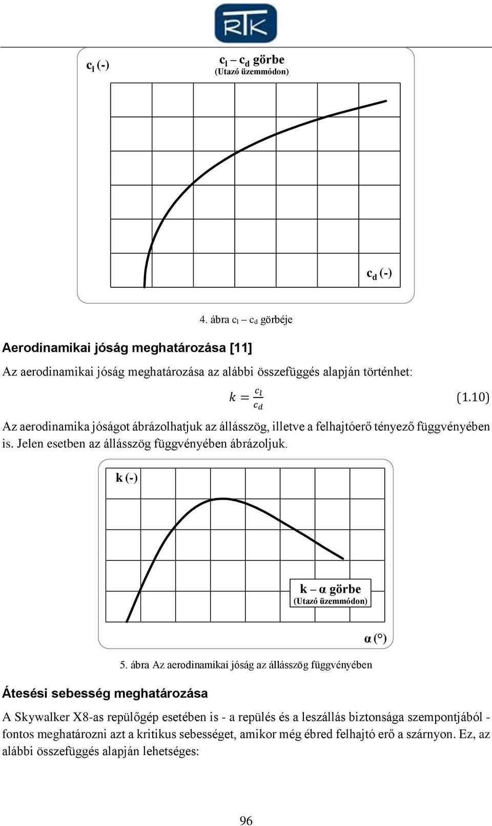 10) Az aerodinamika jóságot ábrázolhatjuk az állásszög, illetve a felhajtóerő tényező függvényében is. Jelen esetben az állásszög függvényében ábrázoljuk.