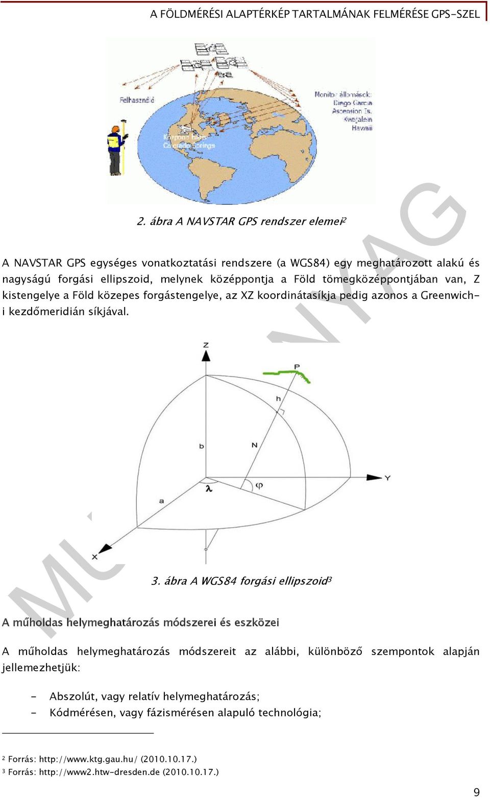 ábra A WGS84 forgási ellipszoid 3 A műholdas helymeghatározás módszerei és eszközei A műholdas helymeghatározás módszereit az alábbi, különböző szempontok alapján