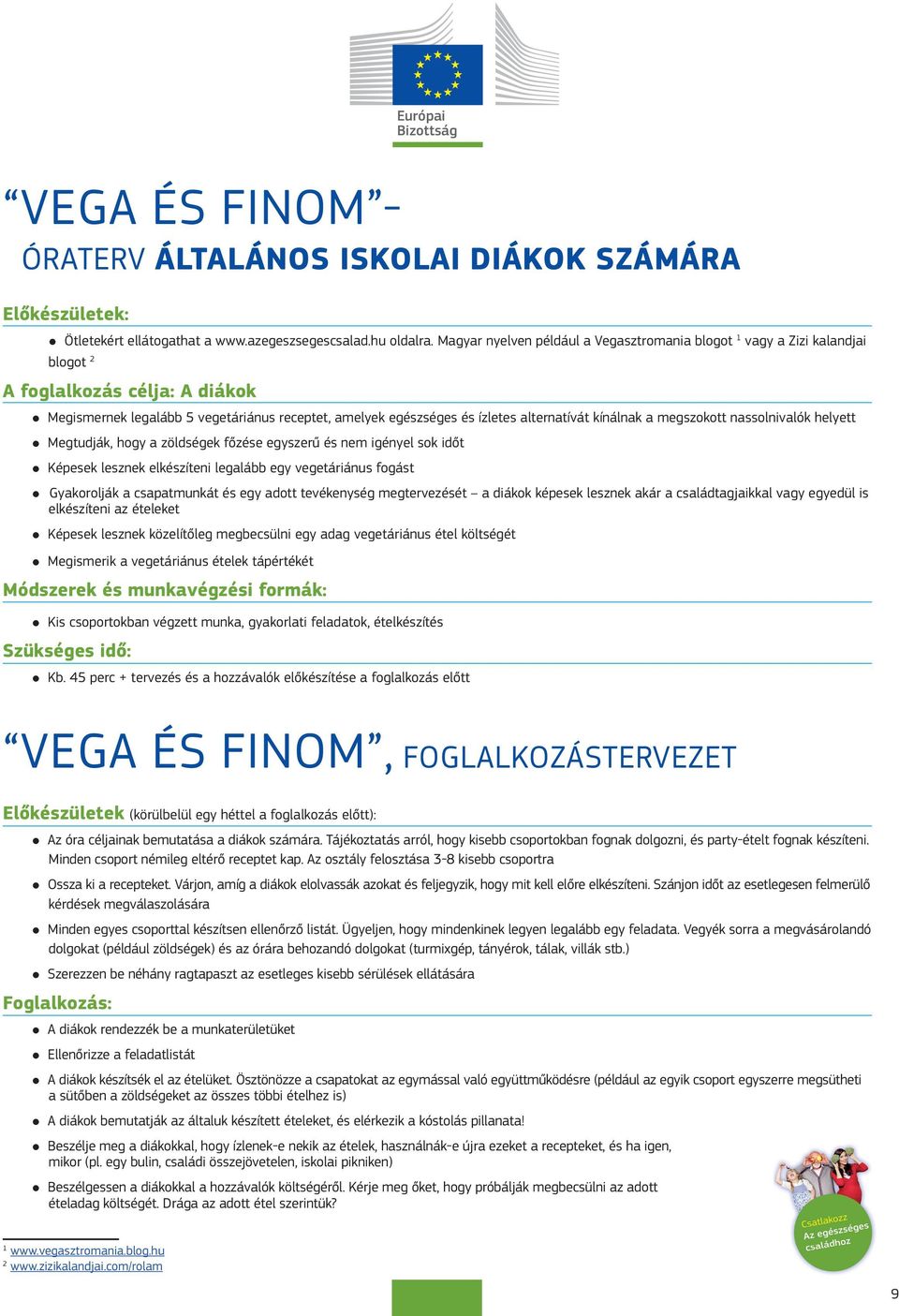 vá t kí ná lnak a megszokott nassolnivalók helyett Megtudják, hogy a zöldségek főzése egyszerű és nem igényel sok időt Képesek lesznek elkészíteni legalább egy vegetáriánus fogást Gyakorolják a