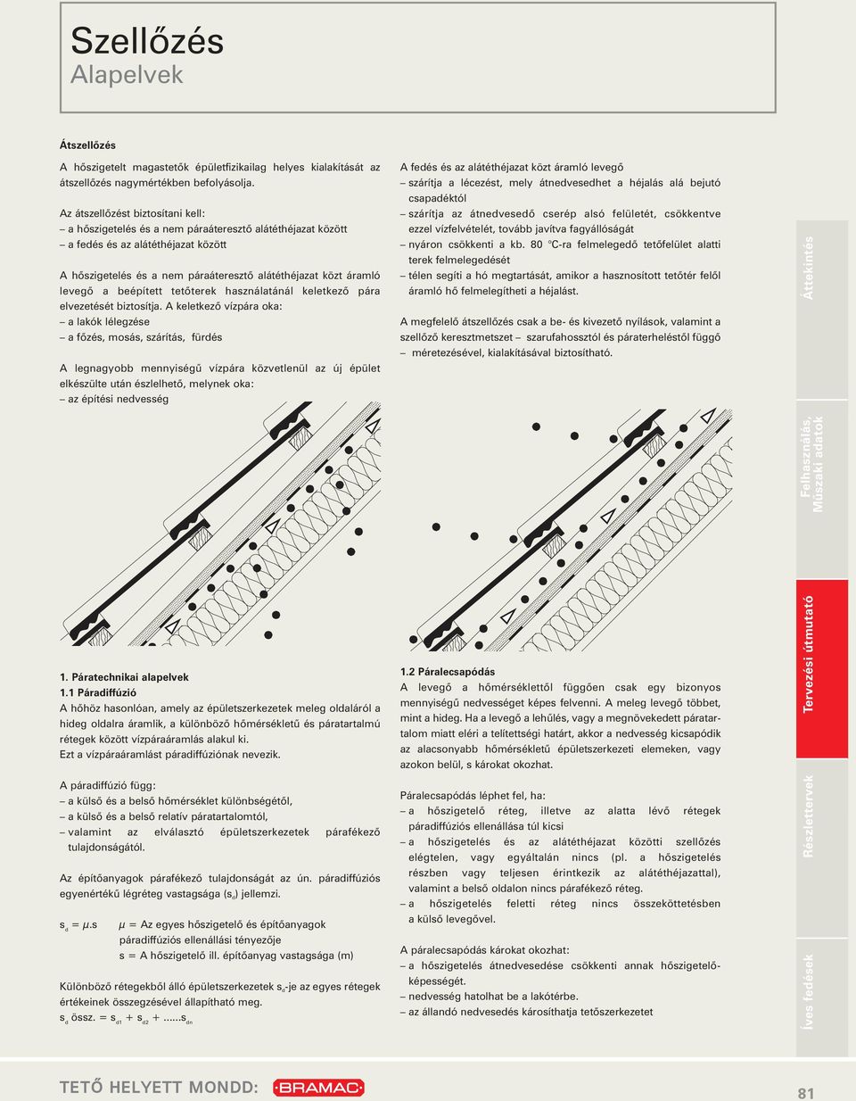 a beépített tetôterek használatánál keletkezô pára elvezetését biztosítja.