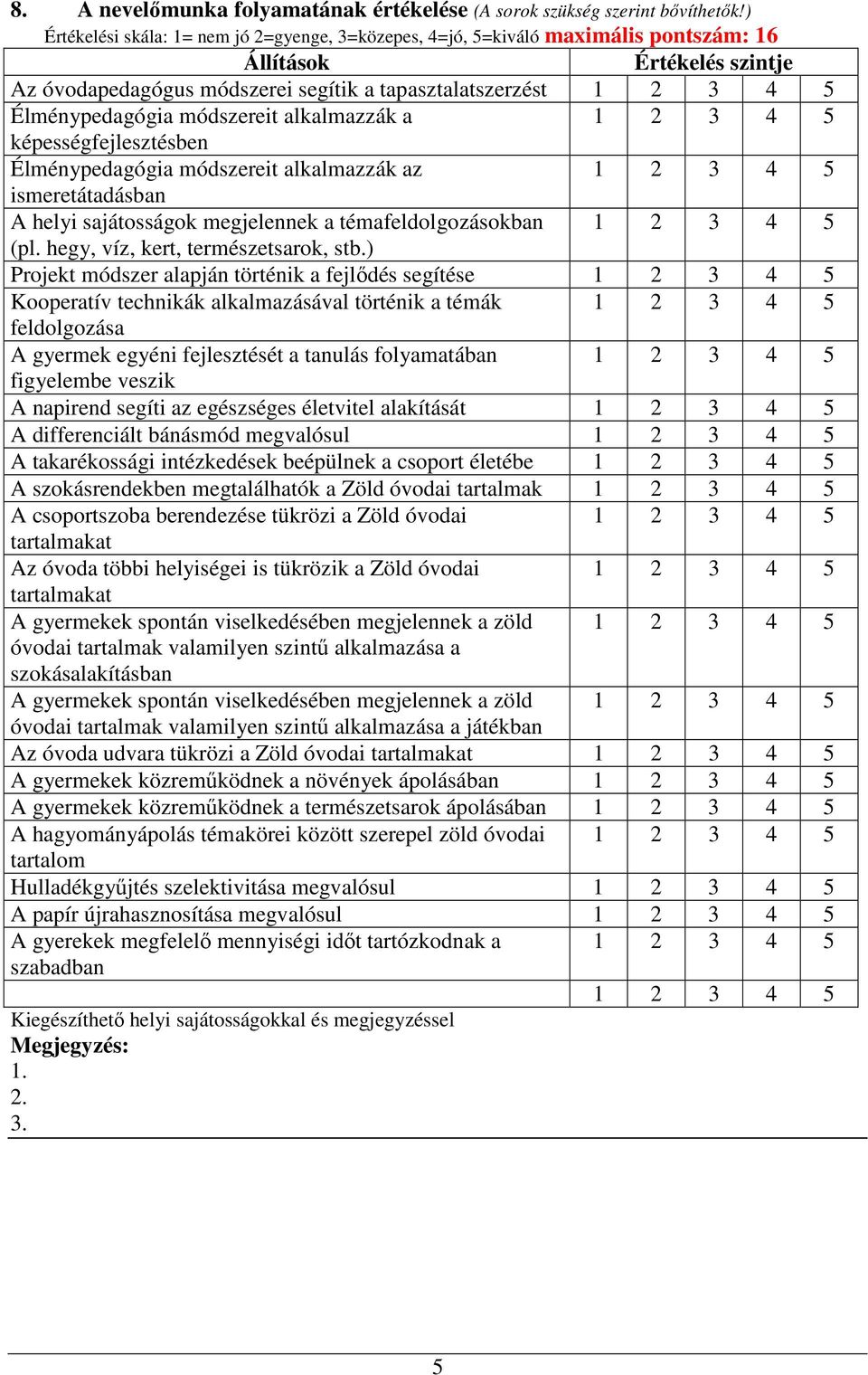 módszereit alkalmazzák a képességfejlesztésben Élménypedagógia módszereit alkalmazzák az ismeretátadásban A helyi sajátosságok megjelennek a témafeldolgozásokban (pl.