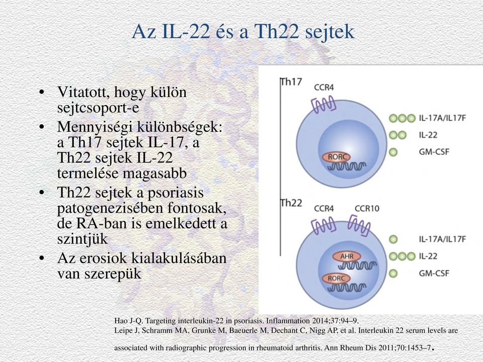 Hao J-Q. Targeting interleukin-22 in psoriasis. Inflammation 2014;37:94 9.