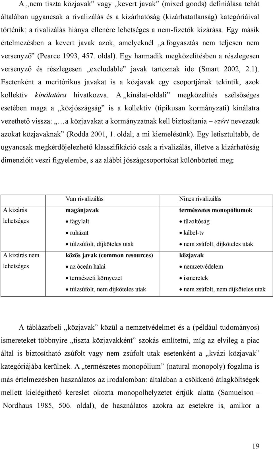 Egy harmadk megközelítésben a részlegesen versenyző és részlegesen ecludable javak tartoznak de (Smart 2002, 2.1).