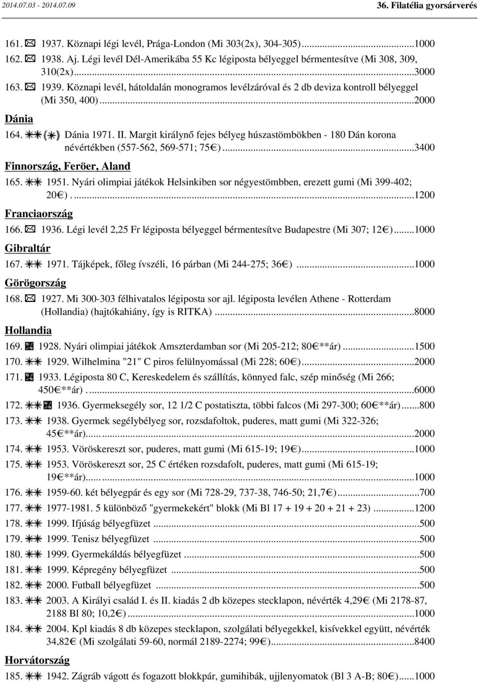 Margit királynő fejes bélyeg húszastömbökben - 180 Dán korona névértékben (557-562, 569-571; 75 )...3400 Finnország, Feröer, Aland 165. 1951.