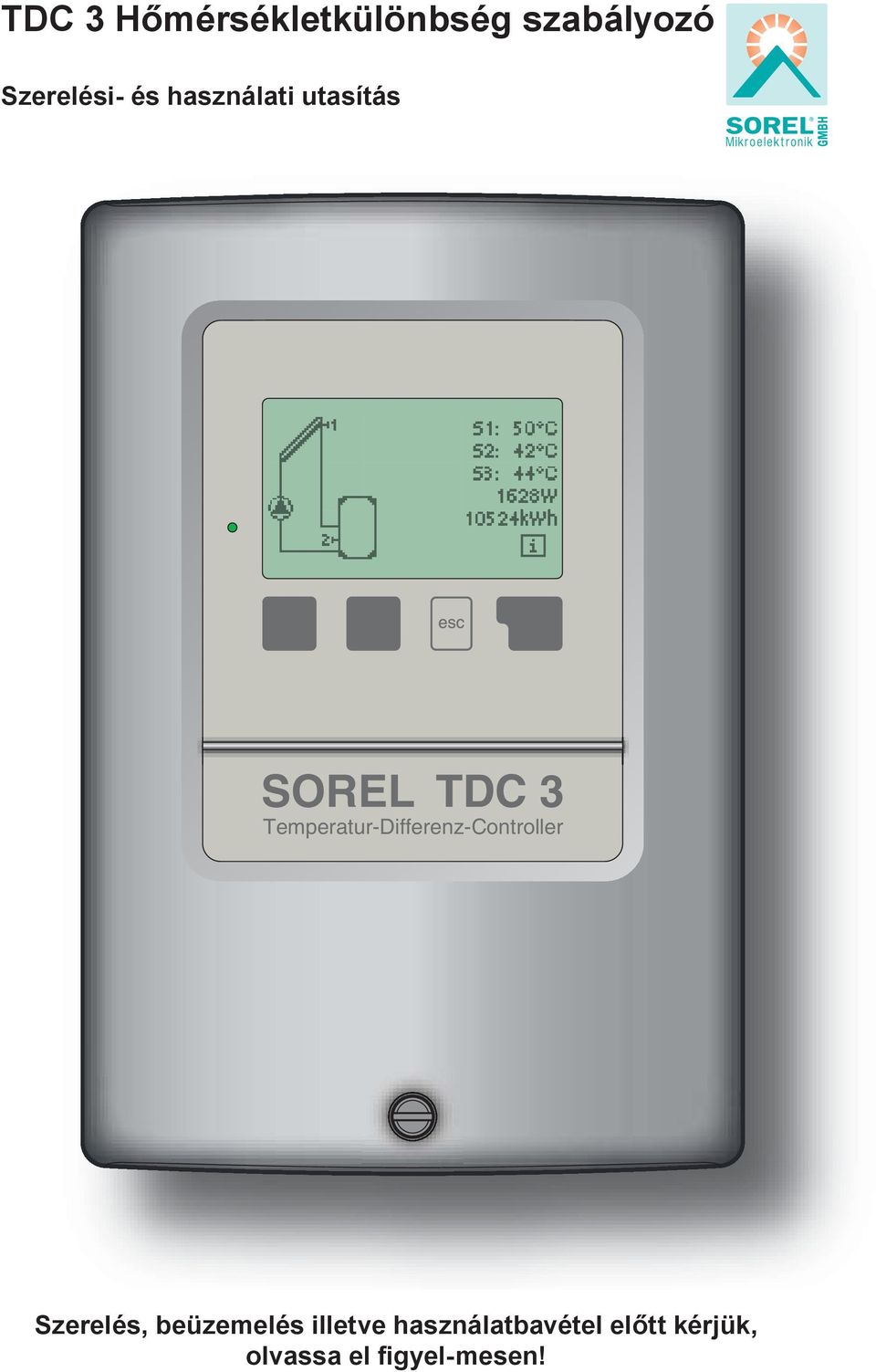 Temperatur-Differenz-Controller Szerelés,