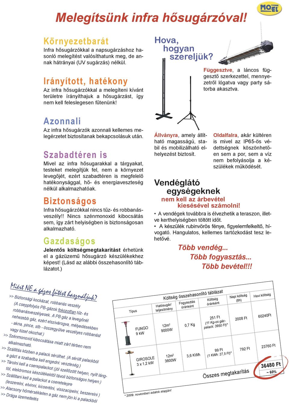 Irányított, hatékony Az infra hősugárzókkal a melegíteni kívánt területre írányíthajuk a hősugárzást, így nem kell feleslegesen fűtenünk!