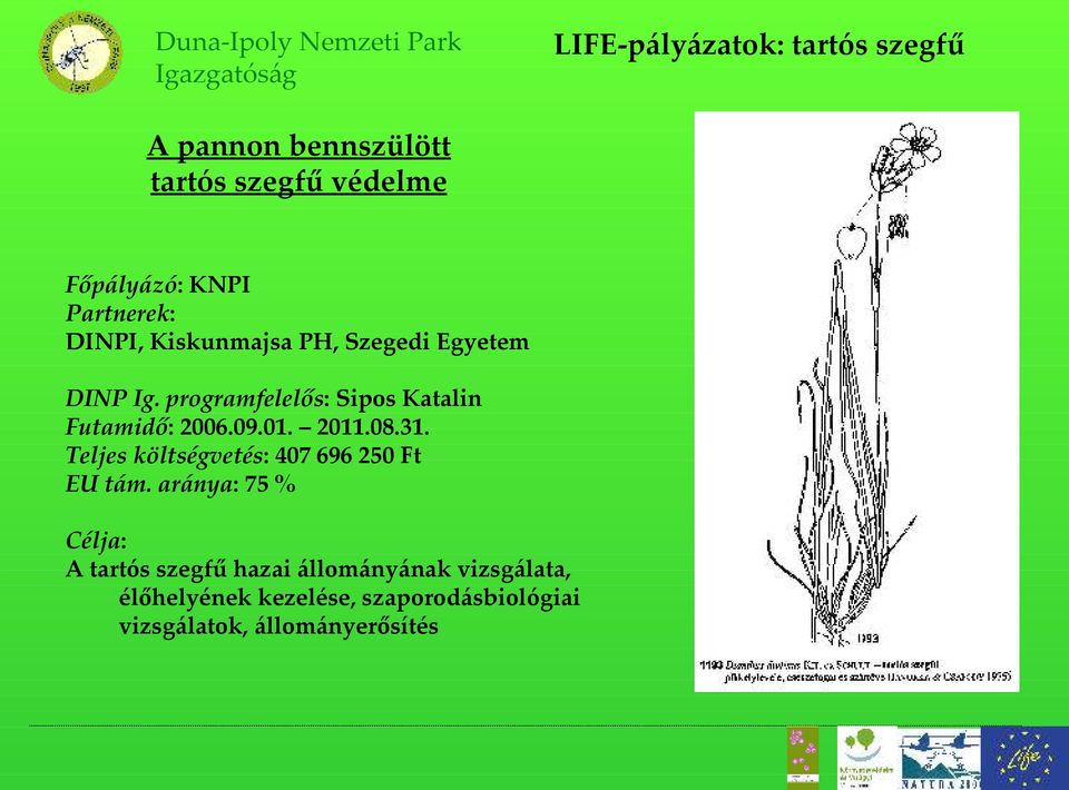 programfelelős: Sipos Katalin Futamidő: 2006.09.01. 2011.08.31.