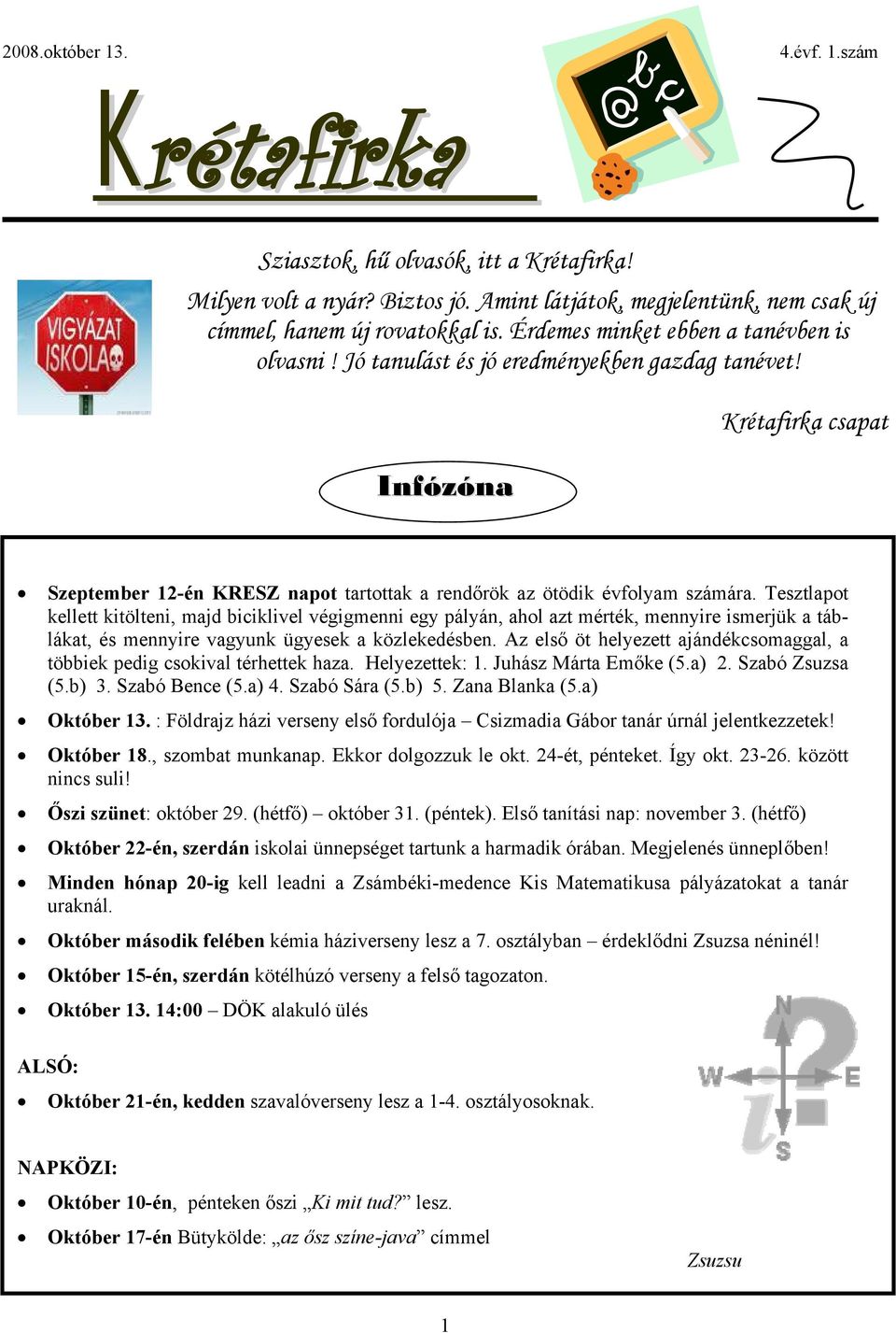 Tesztlapot kellett kitölteni, majd biciklivel végigmenni egy pályán, ahol azt mérték, mennyire ismerjük a táblákat, és mennyire vagyunk ügyesek a közlekedésben.