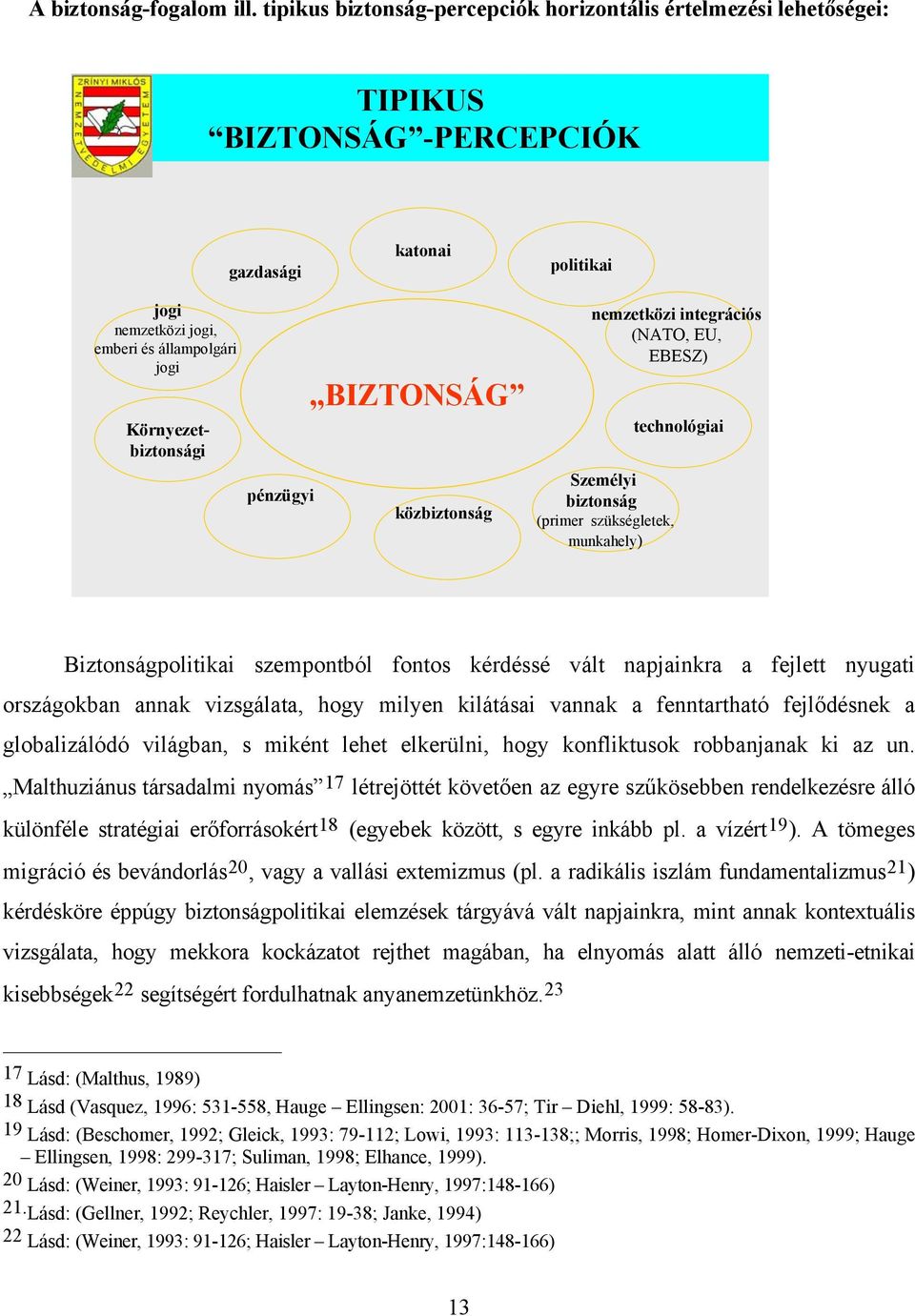 pénzügyi BIZTONSÁG közbiztonság nemzetközi integrációs (NATO, EU, EBESZ) Személyi biztonság (primer szükségletek, munkahely) technológiai Biztonságpolitikai szempontból fontos kérdéssé vált