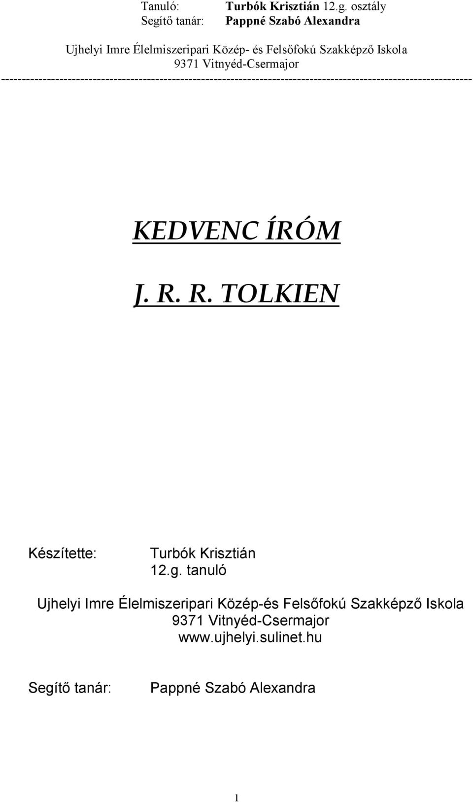 12.g. tanuló Ujhelyi Imre