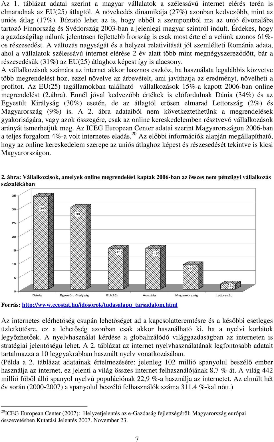 Érdekes, hogy a gazdaságilag nálunk jelentısen fejlettebb Írország is csak most érte el a velünk azonos 61%- os részesedést.