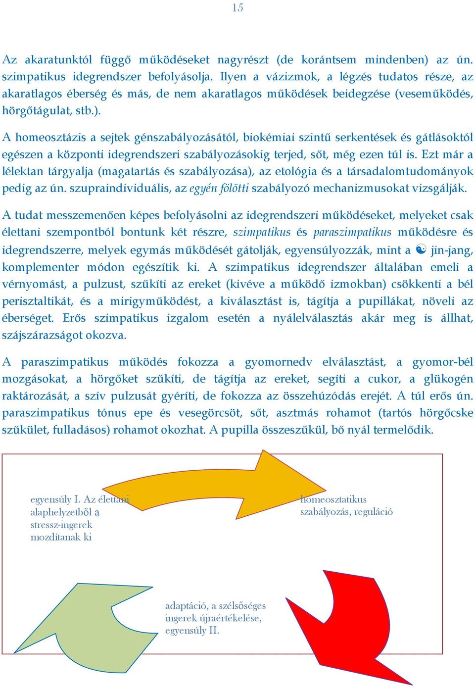 A homeosztázis a sejtek génszabályozásától, biokémiai szintű serkentések és gátlásoktól egészen a központi idegrendszeri szabályozásokig terjed, sőt, még ezen túl is.