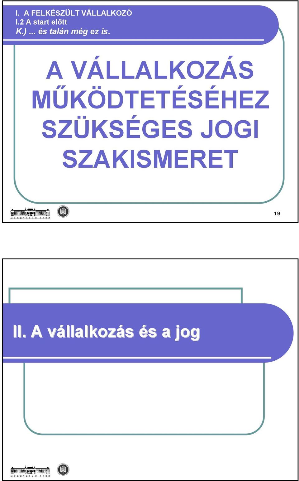 A VÁLLALKOZÁS MŰKÖDTETÉSÉHEZ SZÜKSÉGES