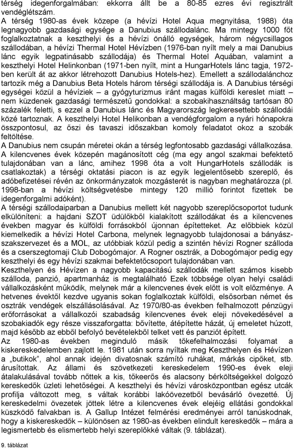 Ma mintegy 1000 főt foglalkoztatnak a keszthelyi és a hévízi önálló egységek, három négycsillagos szállodában, a hévízi Thermal Hotel Hévízben (1976-ban nyílt mely a mai Danubius lánc egyik