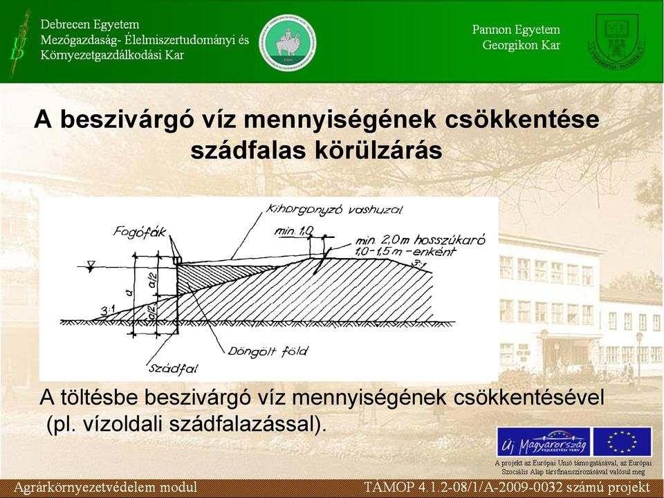 töltésbe beszivárgó víz mennyiségének