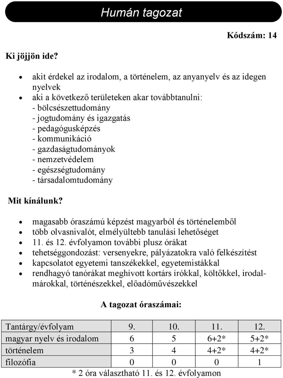 kommunikáció - gazdaságtudományok - nemzetvédelem - egészségtudomány - társadalomtudomány Mit kínálunk?