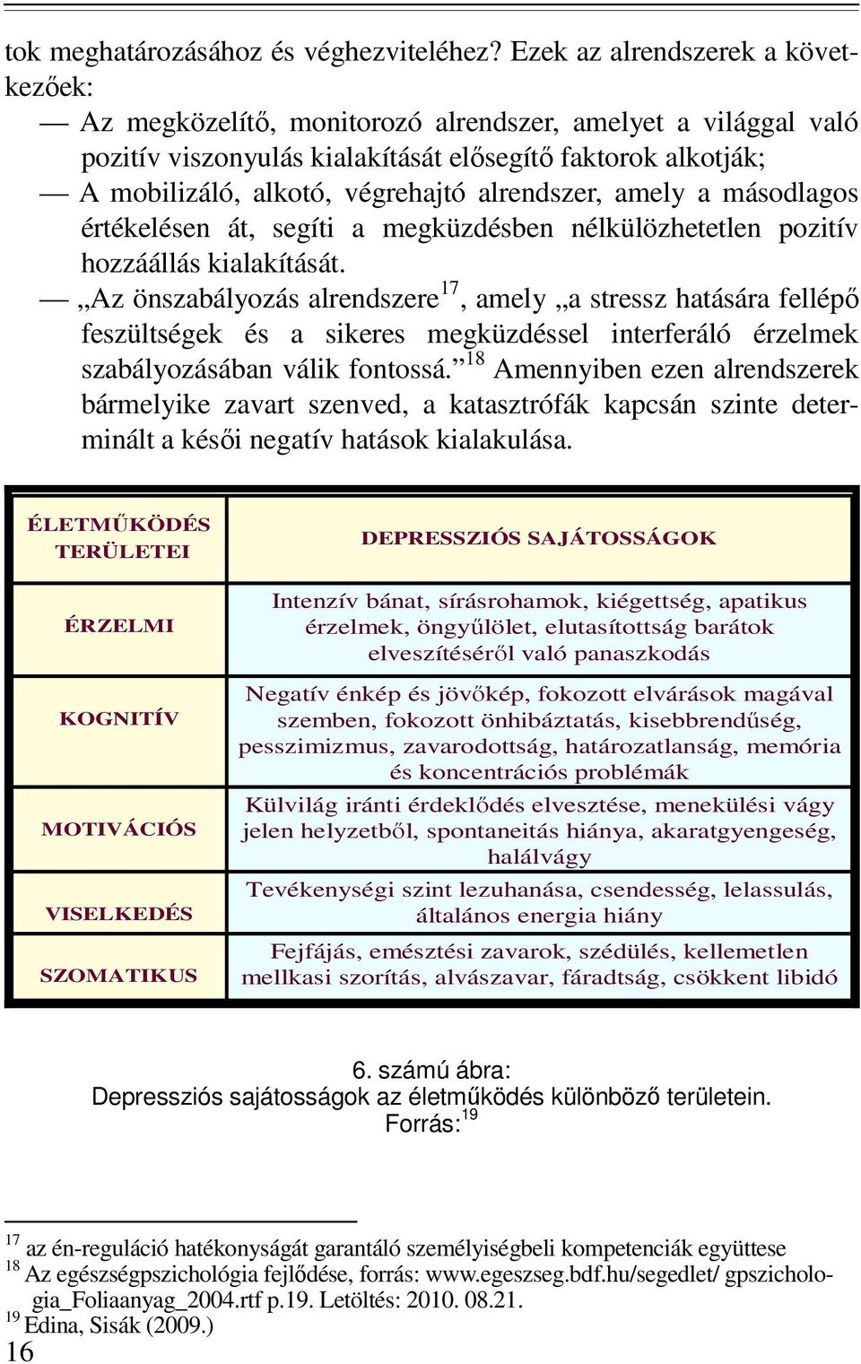 alrendszer, amely a másodlagos értékelésen át, segíti a megküzdésben nélkülözhetetlen pozitív hozzáállás kialakítását.