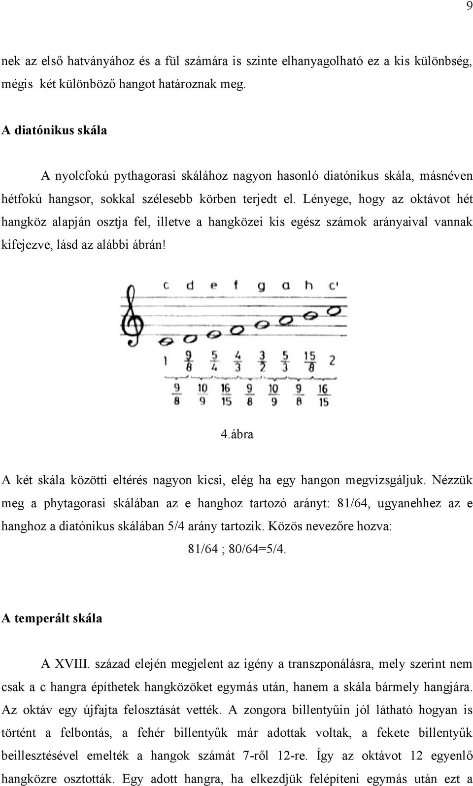 Lényege, hogy az oktávot hét hangköz alapján osztja fel, illetve a hangközei kis egész számok arányaival vannak kifejezve, lásd az alábbi ábrán! 4.