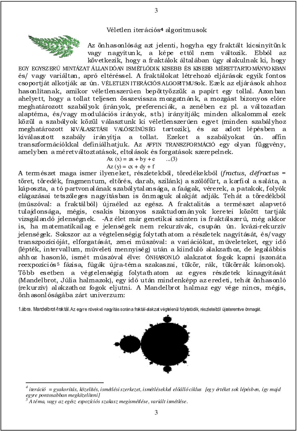 A fraktálokat létrehozó eljárások egyik fontos csoportját alkotják az ún. VÉLETLEN ITERÁCIÓS ALGORITMUSok.