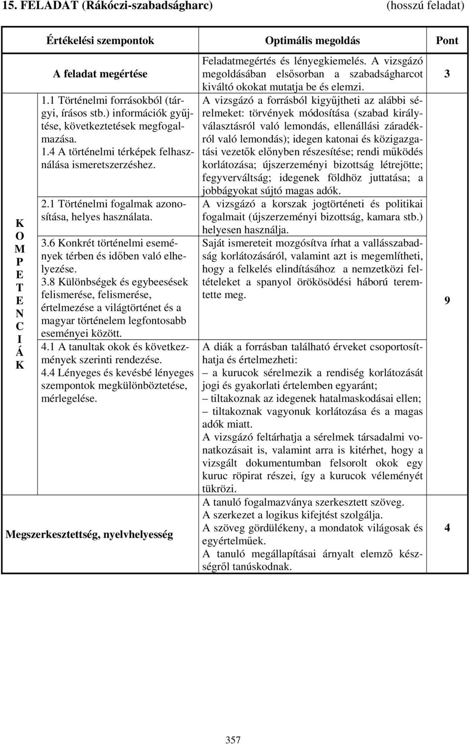 6 onkrét történelmi események térben és időben való elhelyezése. 3.