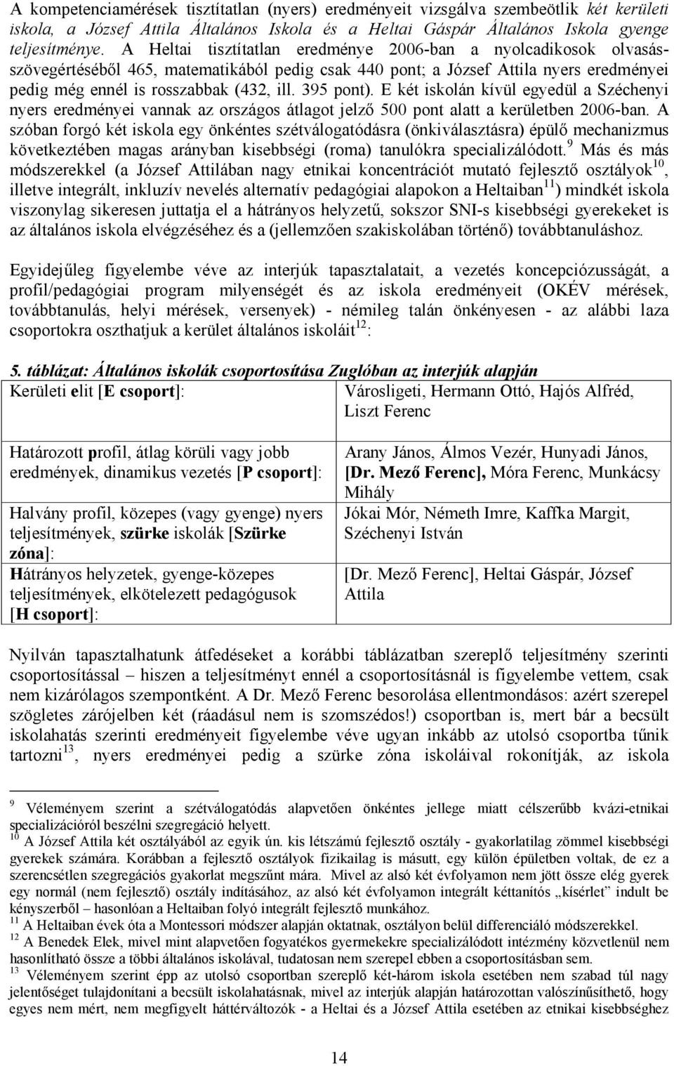 395 pont). E két iskolán kívül egyedül a Széchenyi nyers eredményei vannak az országos átlagot jelző 500 pont alatt a kerületben 2006-ban.