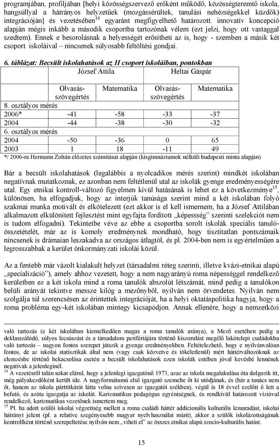 Ennek e besorolásnak a helyességét erősítheti az is, hogy - szemben a másik két csoport iskoláival nincsenek súlyosabb feltöltési gondjai. 6.