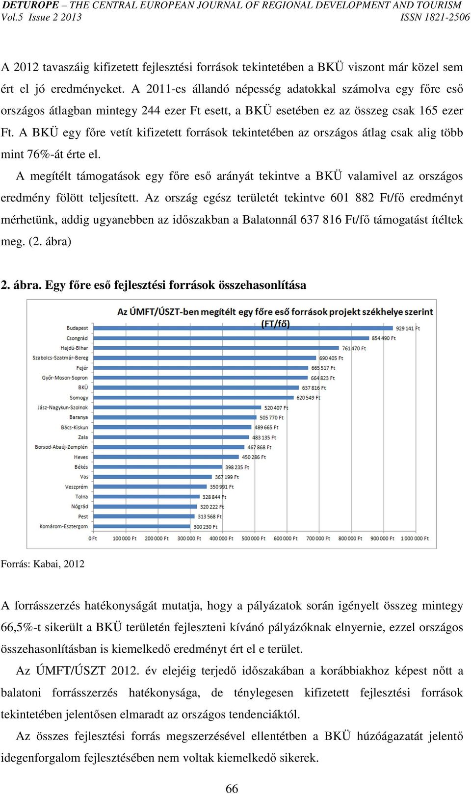 A BKÜ egy főre vetít kifizetett források tekintetében az országos átlag csak alig több mint 76%-át érte el.