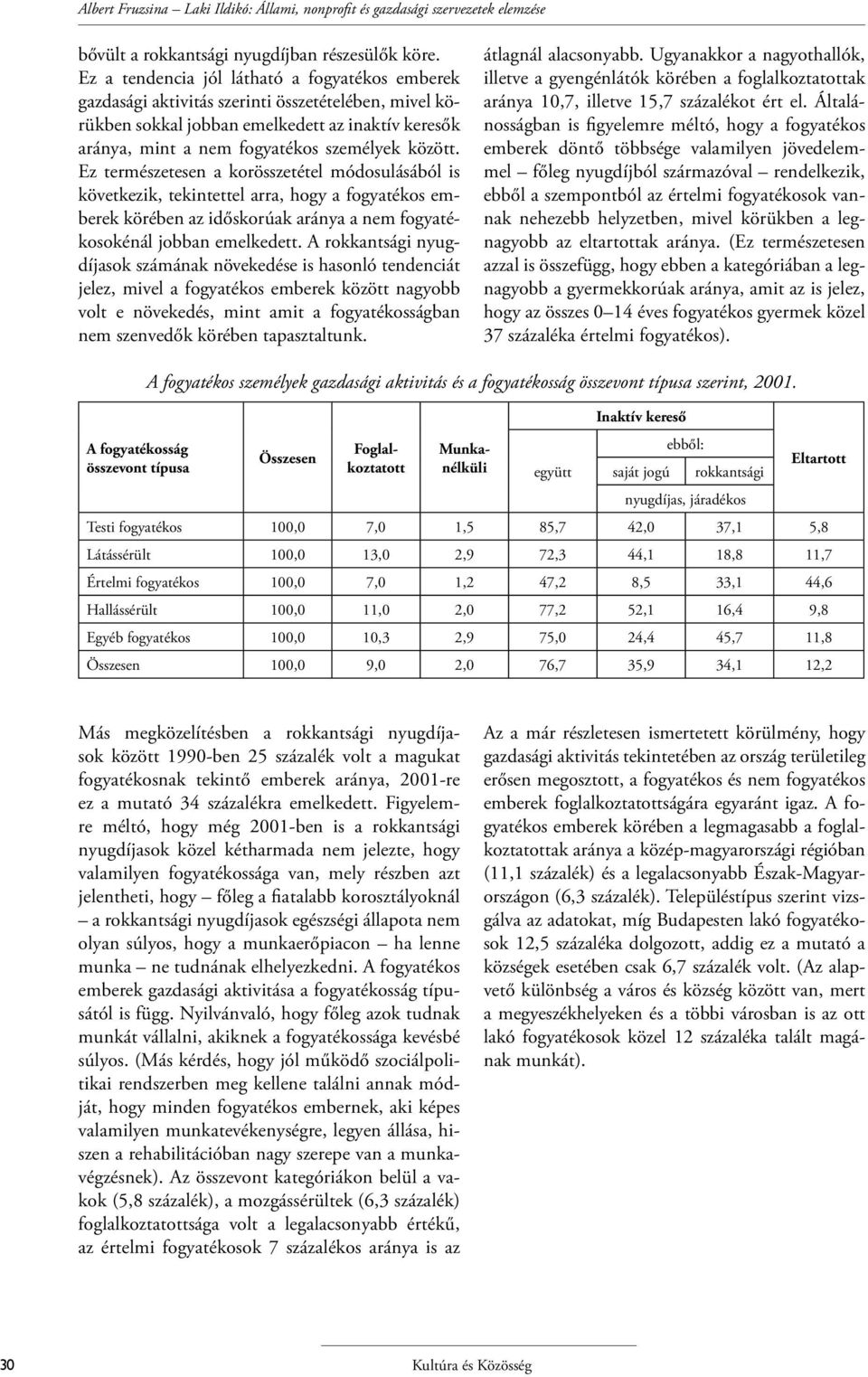 Ez természetesen a korösszetétel módosulásából is következik, tekintettel arra, hogy a fogyatékos emberek körében az időskorúak aránya a nem fogyatékosokénál jobban emelkedett.