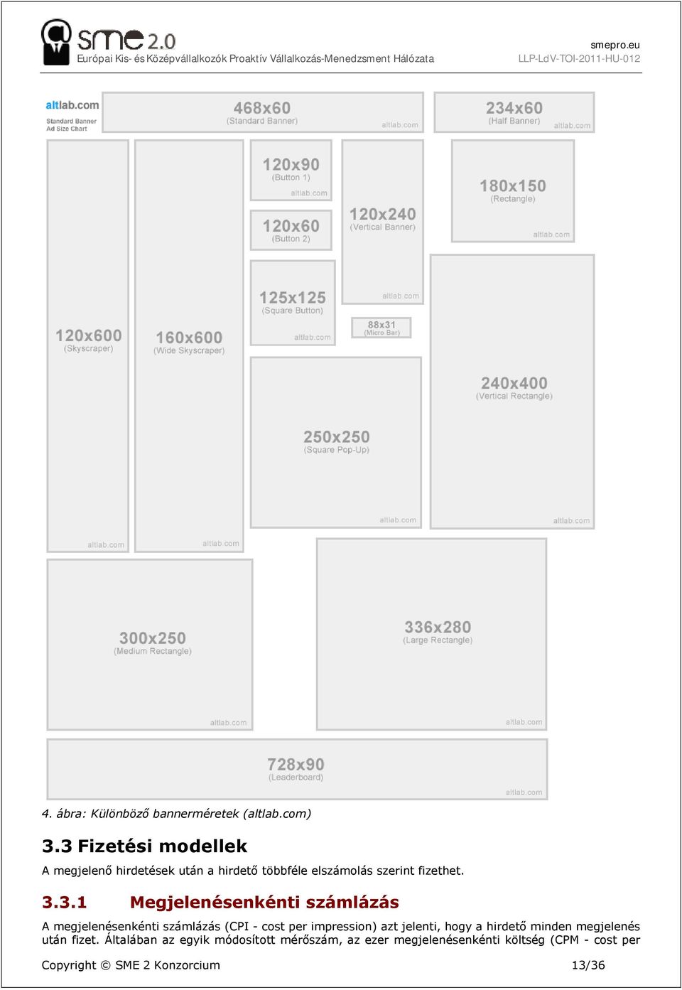 Megjelenésenkénti számlázás A megjelenésenkénti számlázás (CPI - cost per impression) azt jelenti, hogy