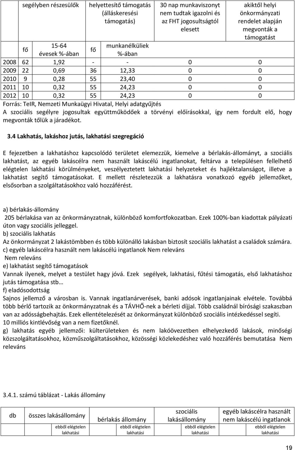 Nemzeti Munkaügyi Hivatal, Helyi adatgyűjtés A szociális segélyre jogosultak együttműködőek a törvényi előírásokkal, így nem fordult elő, hogy megvonták tőlük a járadékot. 3.