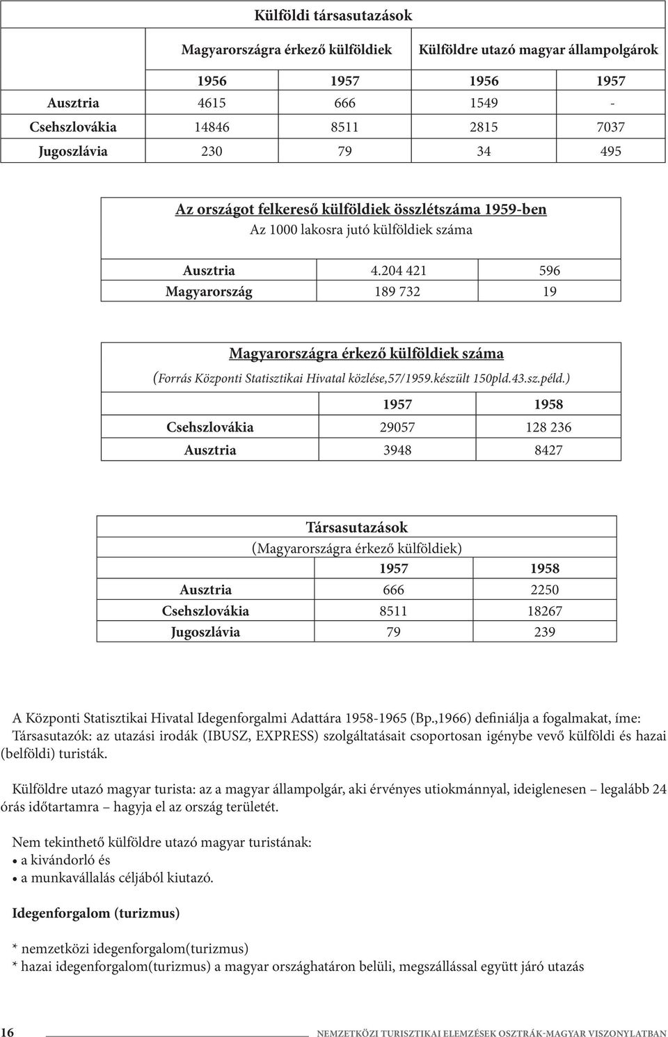 204 421 596 Magyarország 189 732 19 Magyarországra érkező külföldiek száma (Forrás Központi Statisztikai Hivatal közlése,57/1959.készült 150pld.43.sz.péld.