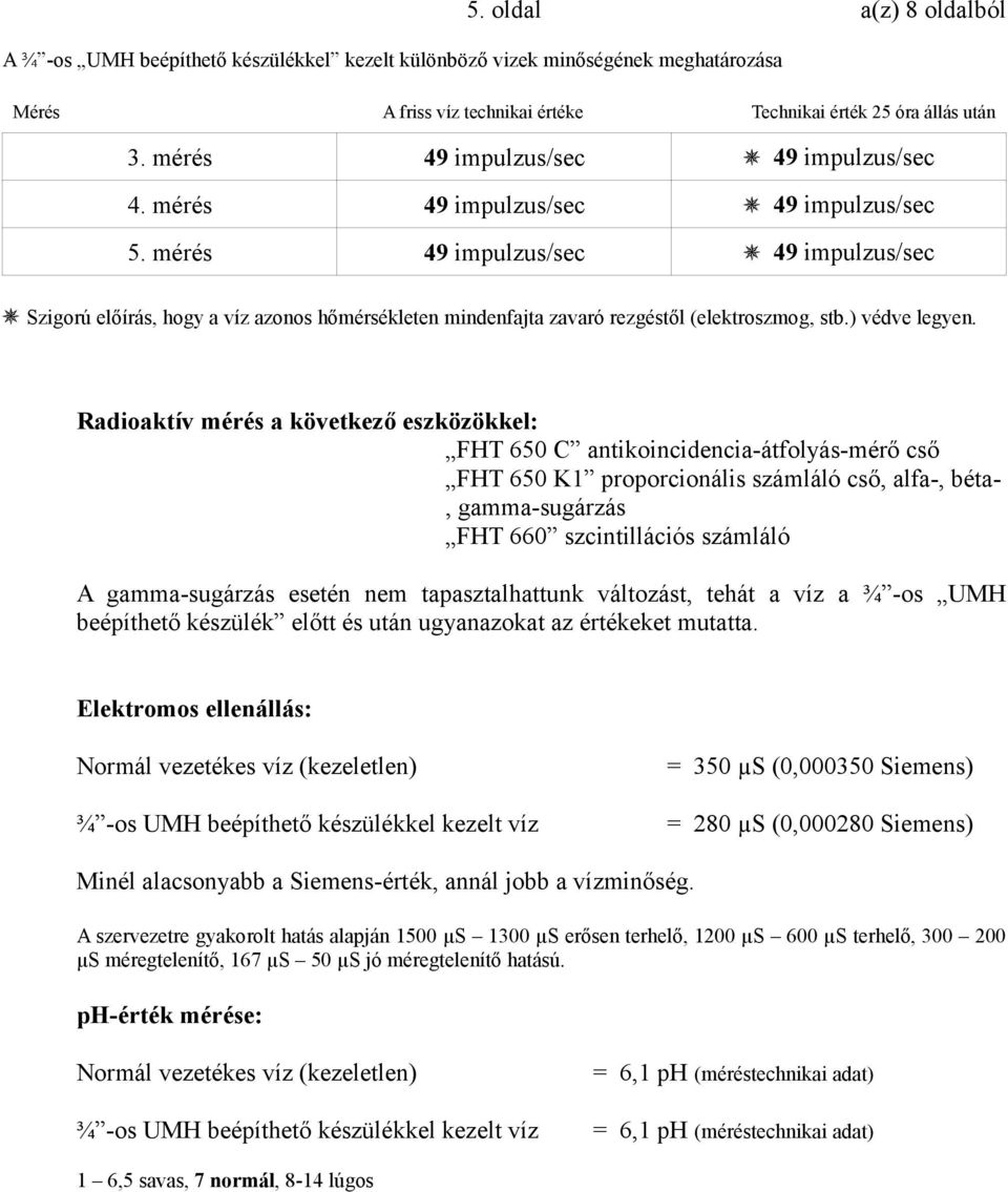 Radioaktív mérés a következő eszközökkel: FHT 650 C antikoincidencia-átfolyás-mérő cső FHT 650 K1 proporcionális számláló cső, alfa-, béta-, gamma-sugárzás FHT 660 szcintillációs számláló A