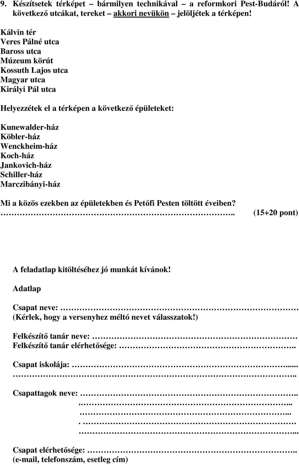 Wenckheim-ház Koch-ház Jankovich-ház Schiller-ház Marczibányi-ház Mi a közös ezekben az épületekben és Petőfi Pesten töltött éveiben?