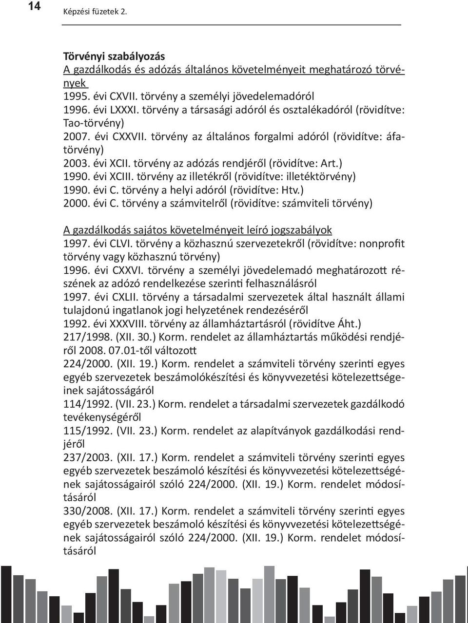 törvény az adózás rendjéről (rövidítve: Art.) 1990. évi XCIII. törvény az illetékről (rövidítve: illetéktörvény) 1990. évi C.