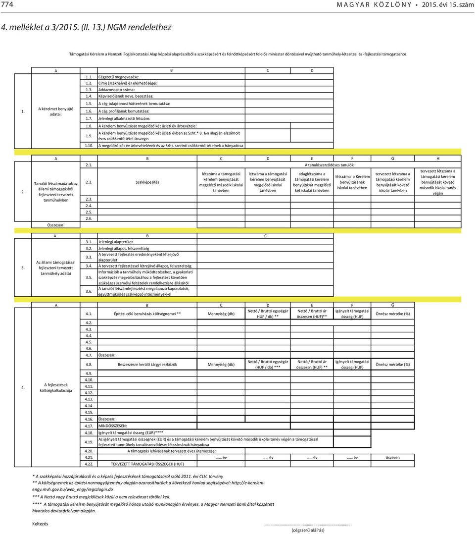 fejlesztési támogatáshoz 1. A B C D A kérelmet benyújtó adatai: 1.1. 1.2. 1.3. 1.4. 1.5. 1.6.