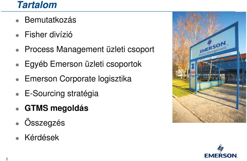 csoportok Emerson Corporate logisztika