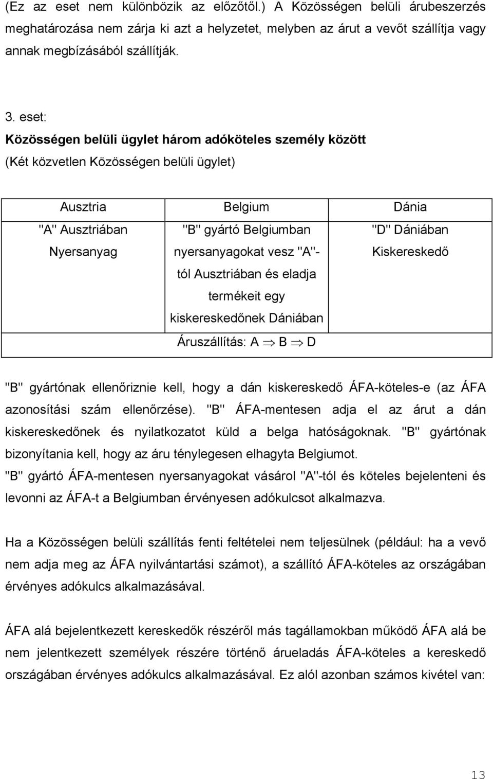 "A"- "D" Dániában Kiskereskedő tól Ausztriában és eladja termékeit egy kiskereskedőnek Dániában Áruszállítás: A B D "B" gyártónak ellenőriznie kell, hogy a dán kiskereskedő ÁFA-köteles-e (az ÁFA