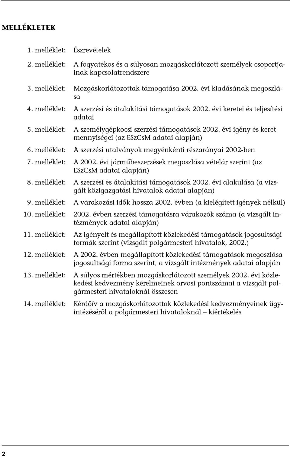 évi igény és keret mennyiségei (az ESzCsM adatai alapján) 6. melléklet: A szerzési utalványok megyénkénti részarányai 2002-ben 7. melléklet: A 2002.