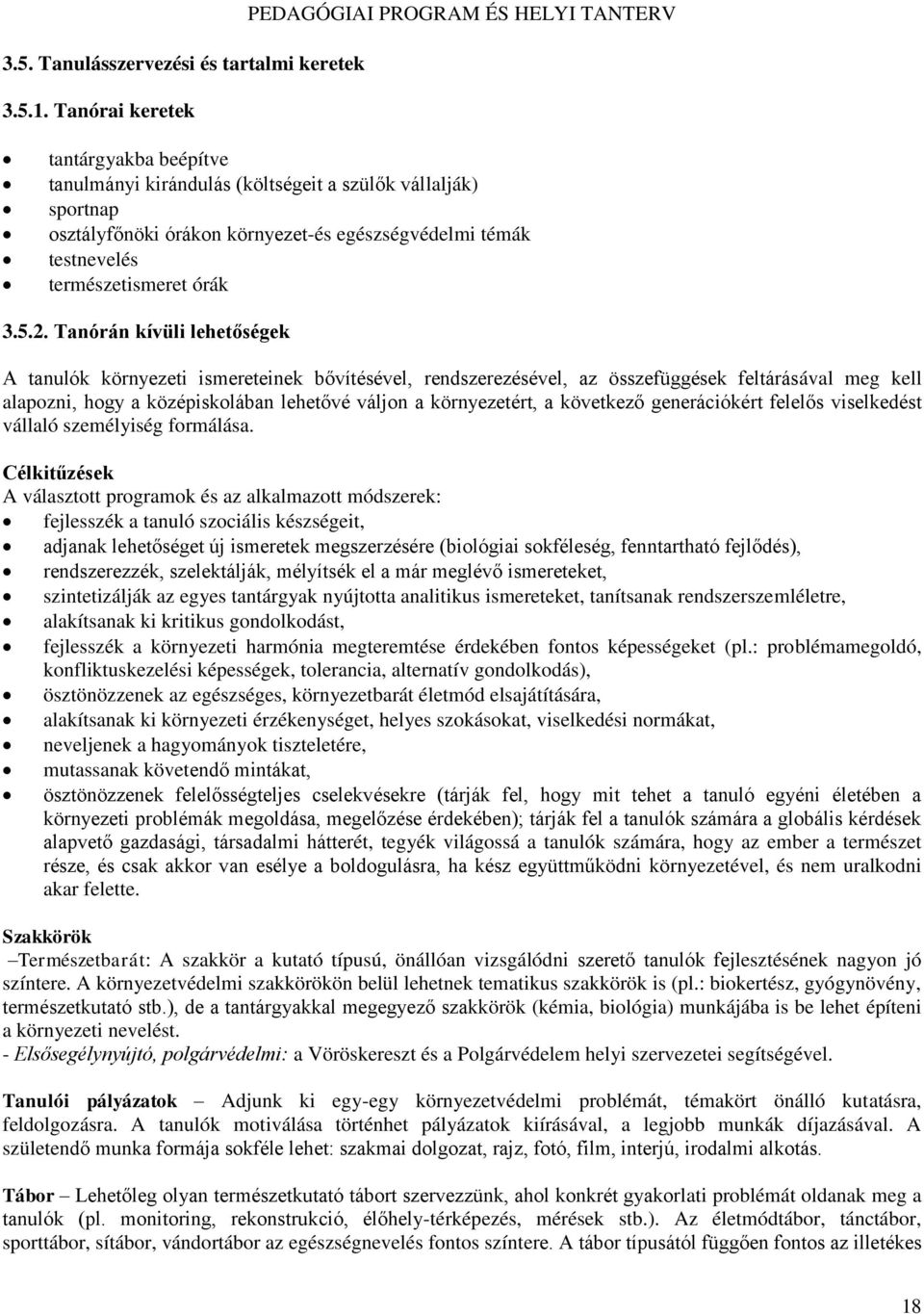 testnevelés természetismeret órák 3.5.2.